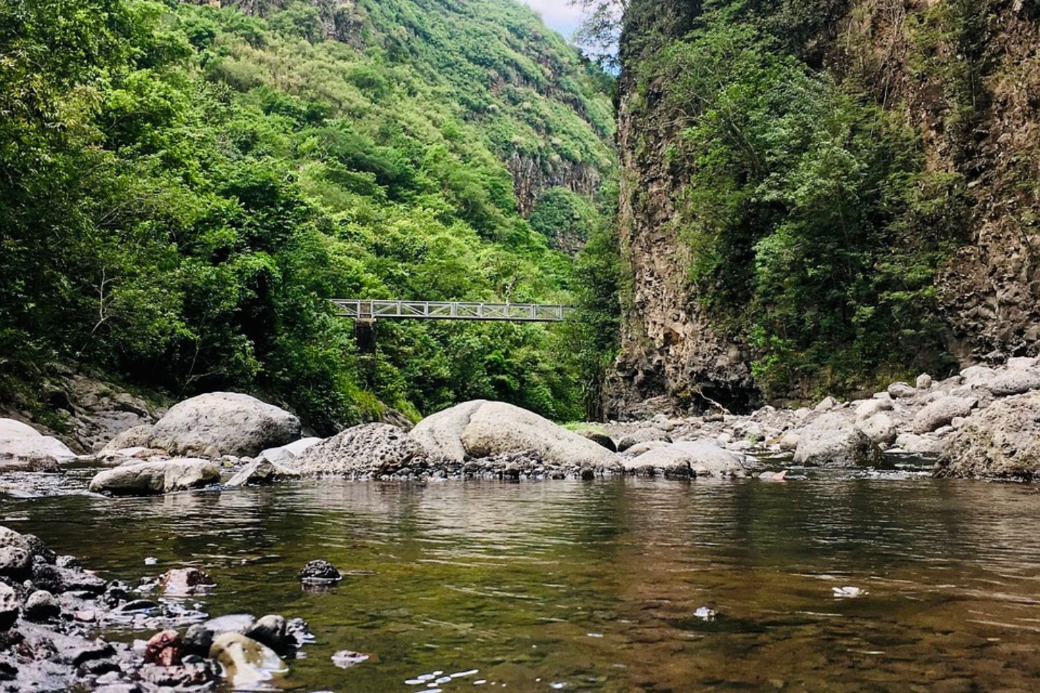 image représentant une riviere au milieu des montagnes à la reunion